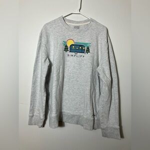 Life‎ Is Good Sweater Mens XL Womens 2XL Light Gray Outdoors Casual Camping